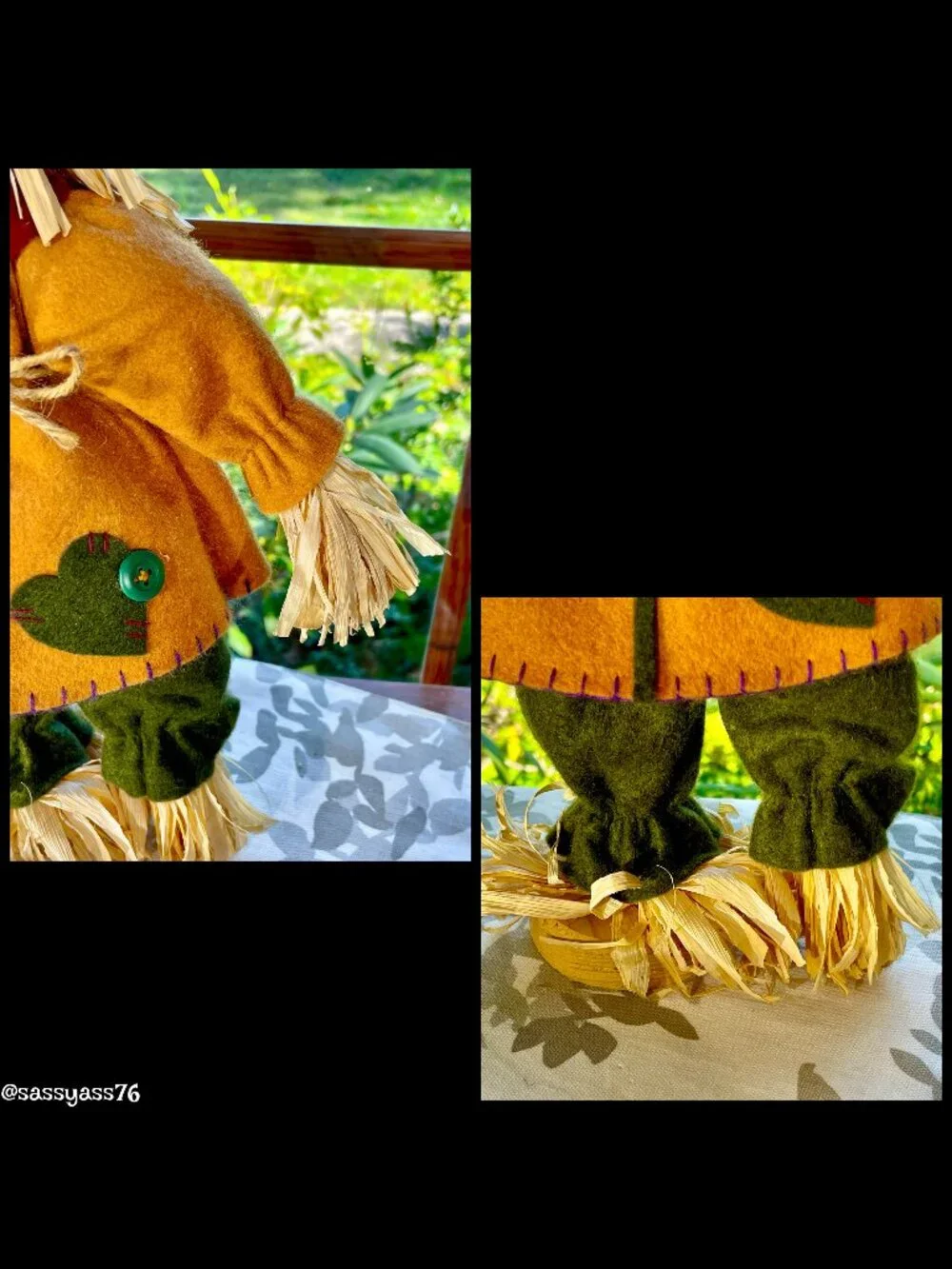 ▪️VTG▪️Three HANDCRAFTED 18.5" & 12.5" Straw Textile & Wood SCARECROW Figures - Picture 9 of 15